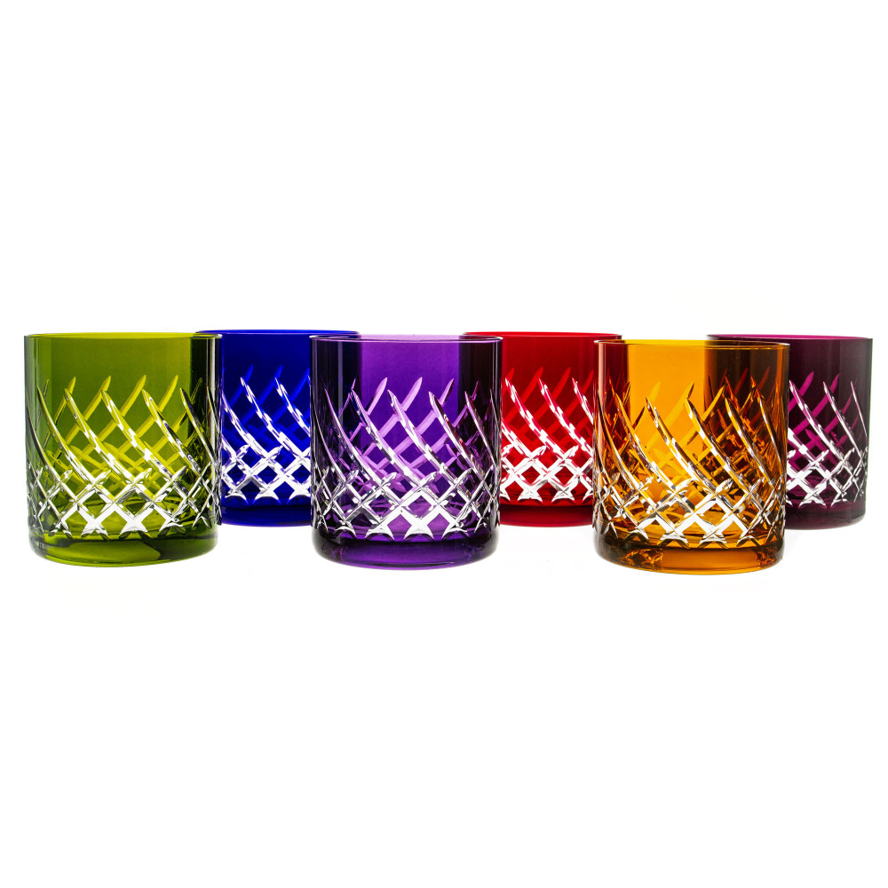 Kolorowe szklanki do whisky – zestaw 6 szt. | Elegancki design